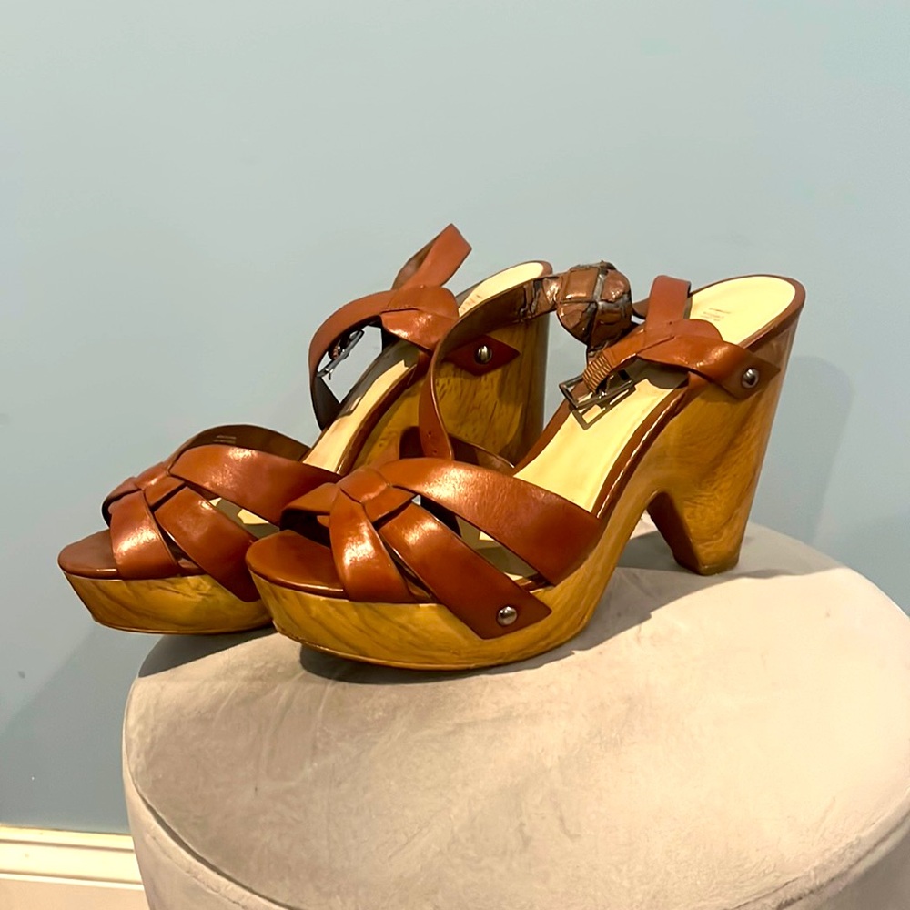 INC strappy sandals, size 9, brown leather
